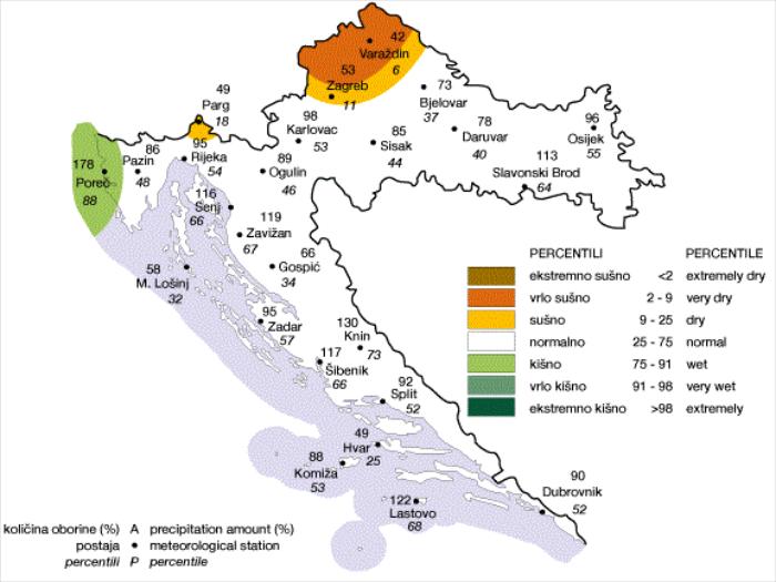 Odstupanje količine oborine za rujan 2016.